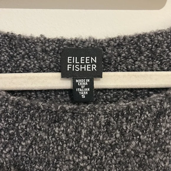Eileen Fisher Merino Wool Cashmere Crew Gray Sweater Italian Yarn - Picture 4 of 6